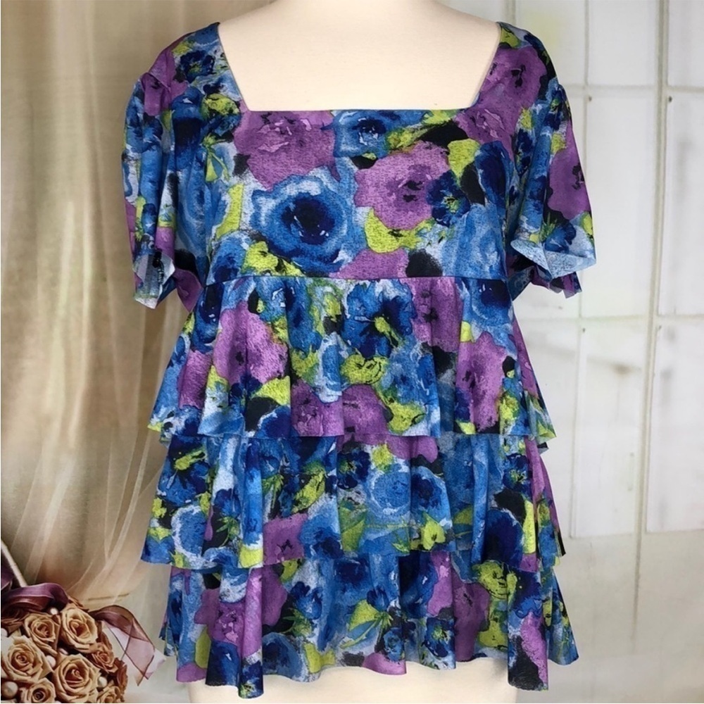 R•Q•T Floral Layered Blouse L